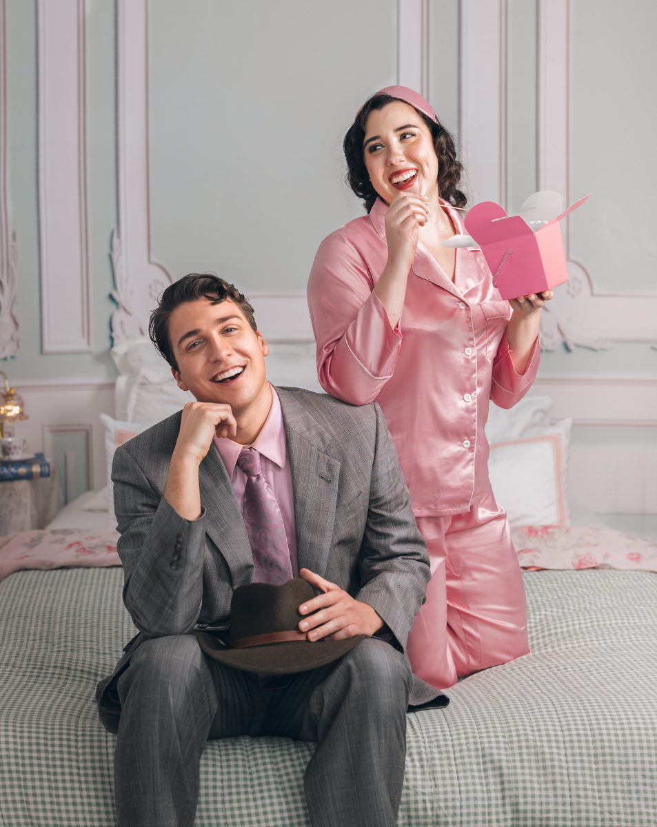 Amalia and Georg [Kristina Cawthon and Ben Dubin] in&#160;Amalia's Room. Sullivan Theatre's Production of "She Loves Me". Photo by Jackie Haxthausen.