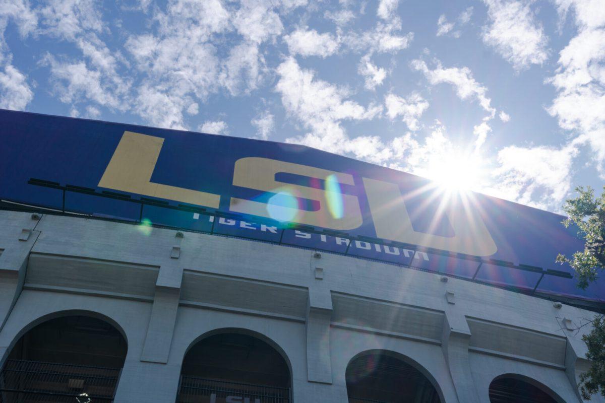 Clouds pass over Tiger Stadium on Monday, March 20, 2023, on LSU&#8217;s campus in Baton Rouge, La.