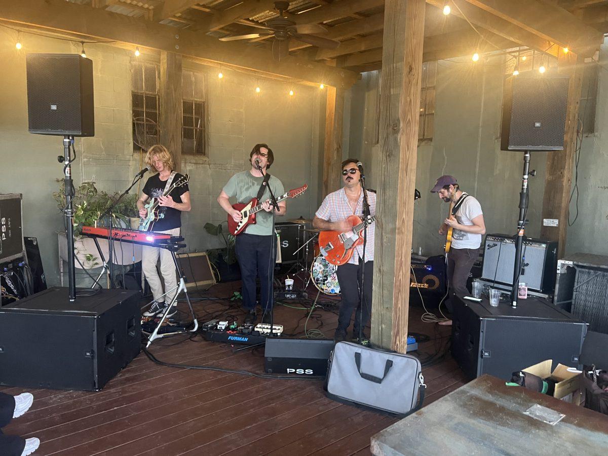 Lafayette-based band Kinky Vanilla performs on stage at College Radio Day