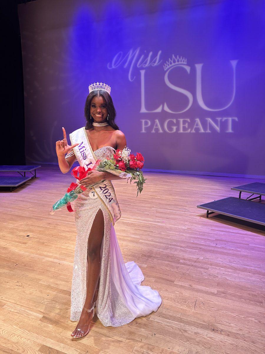 Sims on stage after being crowned Miss LSU 2024.&#160;