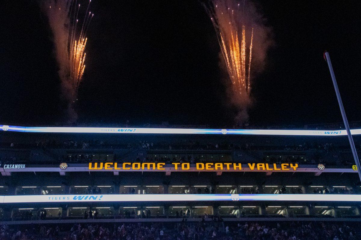 Death Valley emits fireworks after LSU's 17-24 win against Vanderbilt on Nov 23, 2024, in Tiger Stadium in Baton Rouge, La.