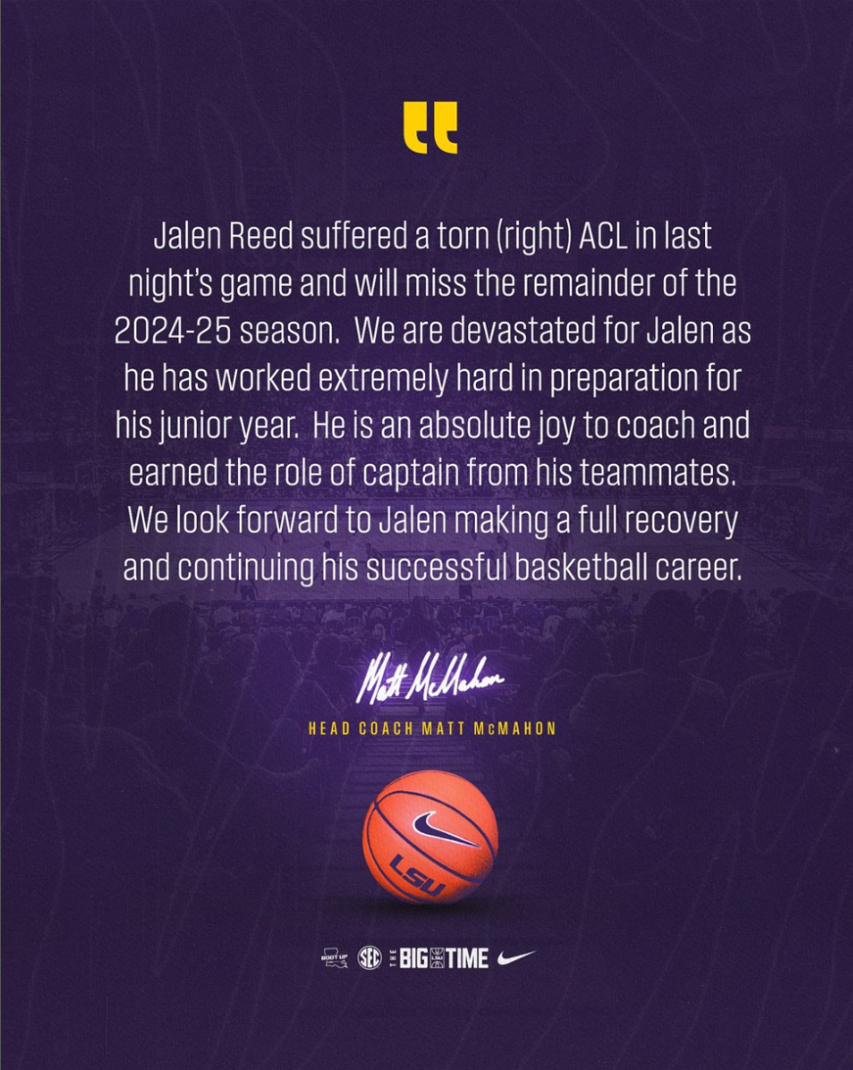 LSU Men's Basketball Announcement on Jalen Reed's Injury