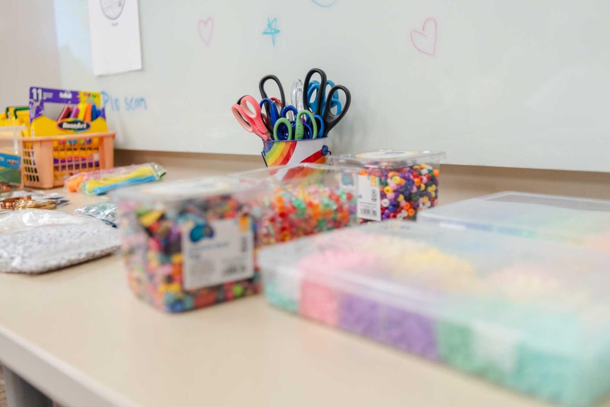 Crafting supplies sits on a table on Thursday, Sept. 21, 2023, for FIA's caft night in the Women's Center on LSU's campus.