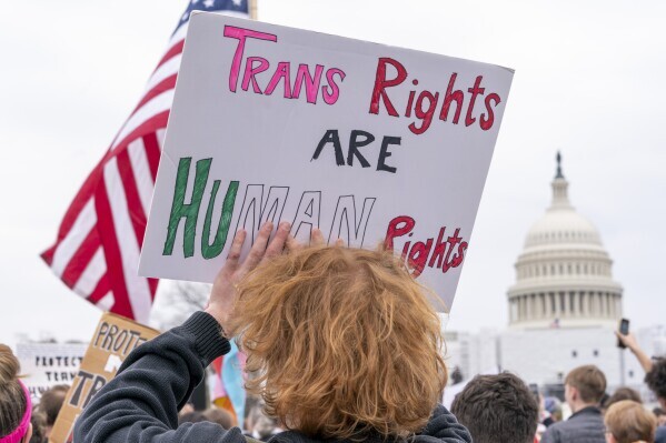 People attend a rally as part of Transgender Day of Visibility, Friday, March 31, 2023, by the Capitol in Washington.