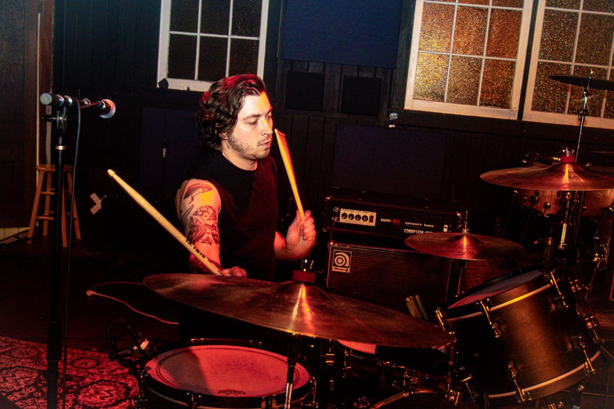 REDDIX-YOUNG drummer Dylan James plays Wednesday, Feb. 12, 2025, at Mid City Ballroom in Baton Rouge, La.