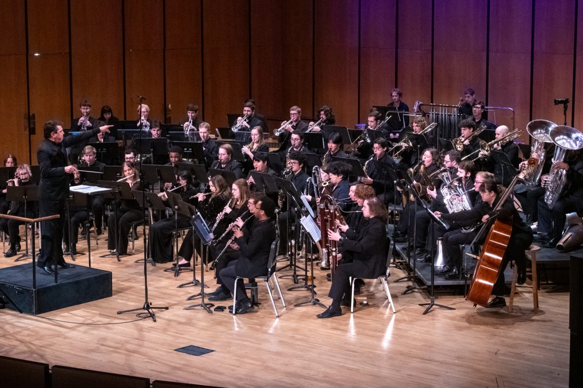 LSU Wind Ensemble plays Music for Prague by Karel Husa Tuesday, Feb. 25, 2025, in the LSU Student Union Theater in Baton Rouge, La.