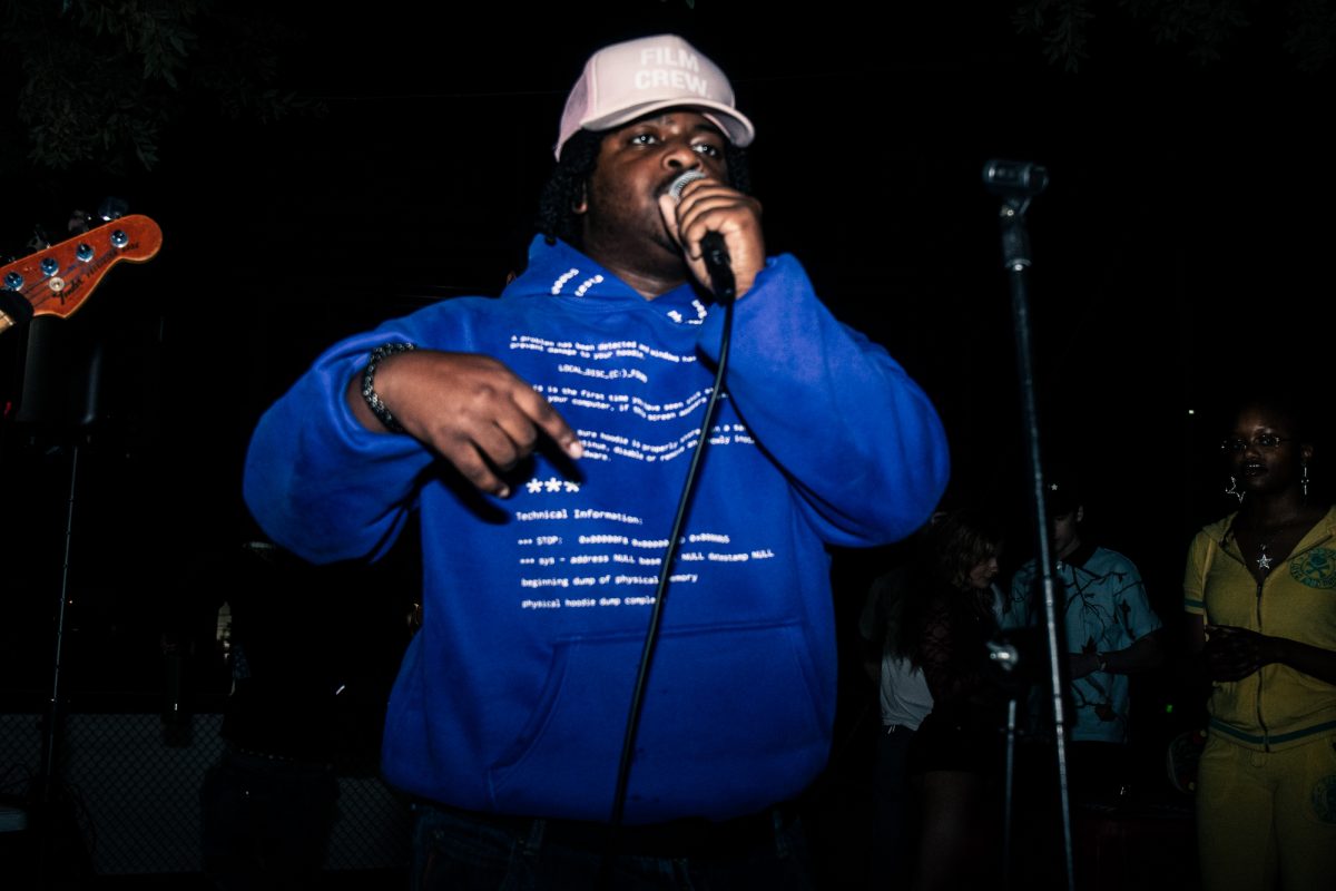 A vocalist sings Friday, Feb. 7, 2025, on Alaska Street in Baton Rouge, La.