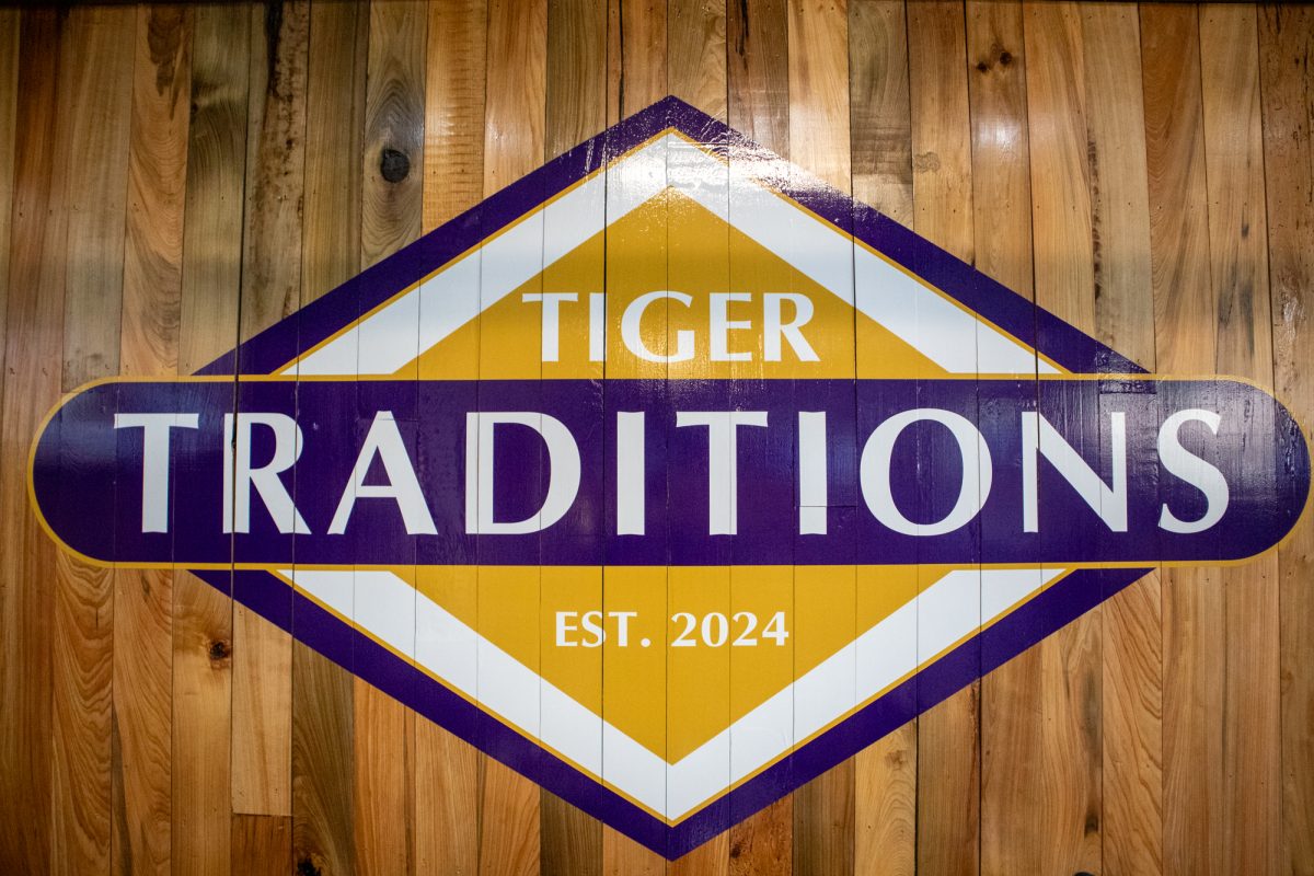 Tiger Traditions sign sits Wednesday, Jan 29, 2025 in Baton Rouge, La.