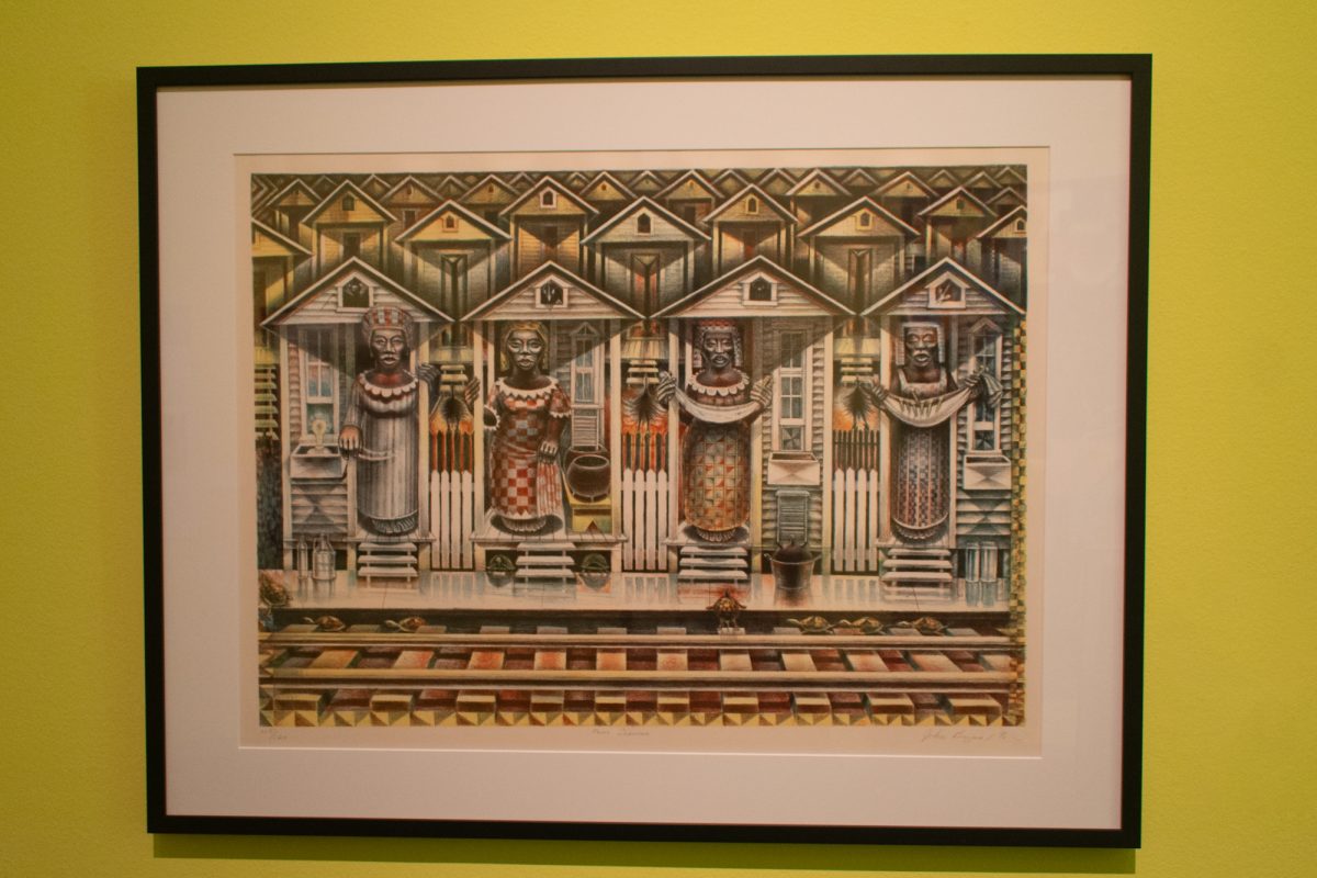 John Biggers "Four Seasons," 1990, is showcased Sunday, Feb. 2, 2025, during the Black History Month celebration at the LSU Museum of Art in Baton Rouge, La.