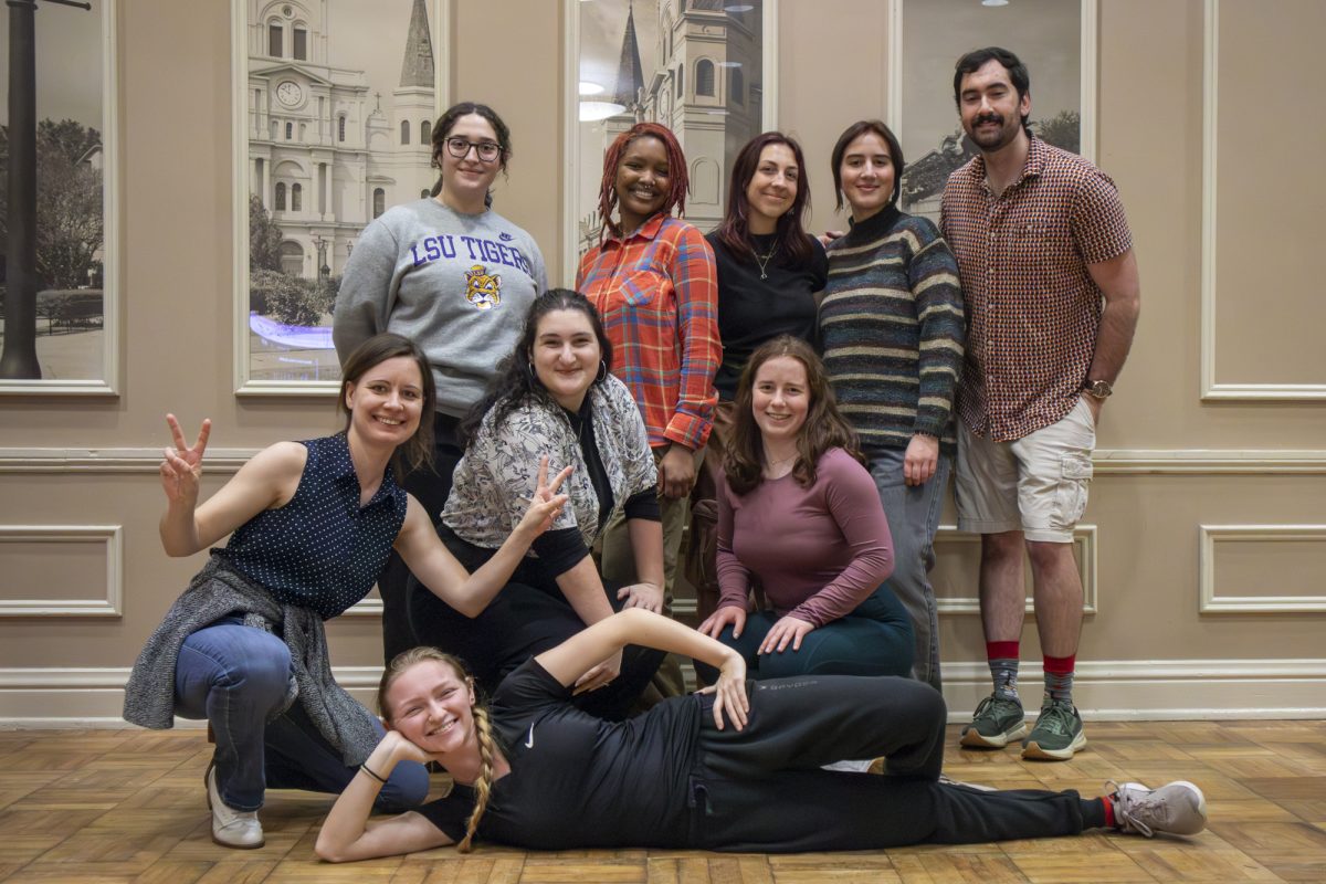 Ballroom dance club members pose for a group photo Tuesday, Jan 28, 2025, in the LSU Student Union in Baton Rouge, La.