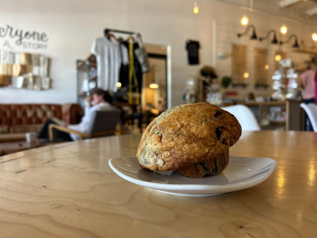 Lemon blueberry muffin sits at Light House Coffee in Baton Rouge, La.