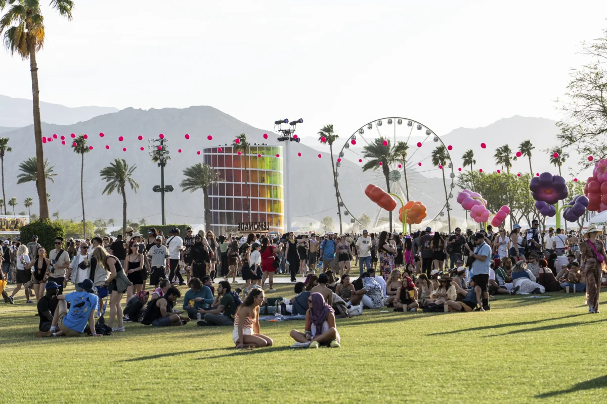 Festivalgoers are seen at the Coachella Valley Music and Arts Festival on Sunday, April 13, 2025, in Indio, Calif.