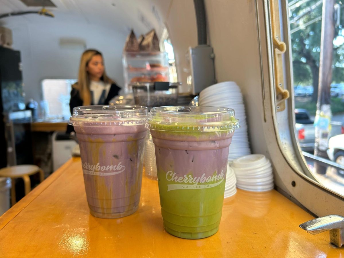 LSU-themed drinks Bengal Brew and Mike's Matcha from Cherrybomb Coffee Co. 