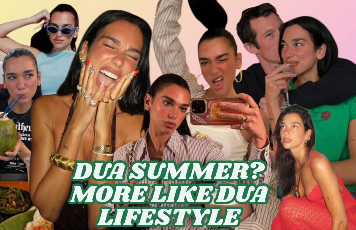 A collage of Dua Lipa and Callum Turner.