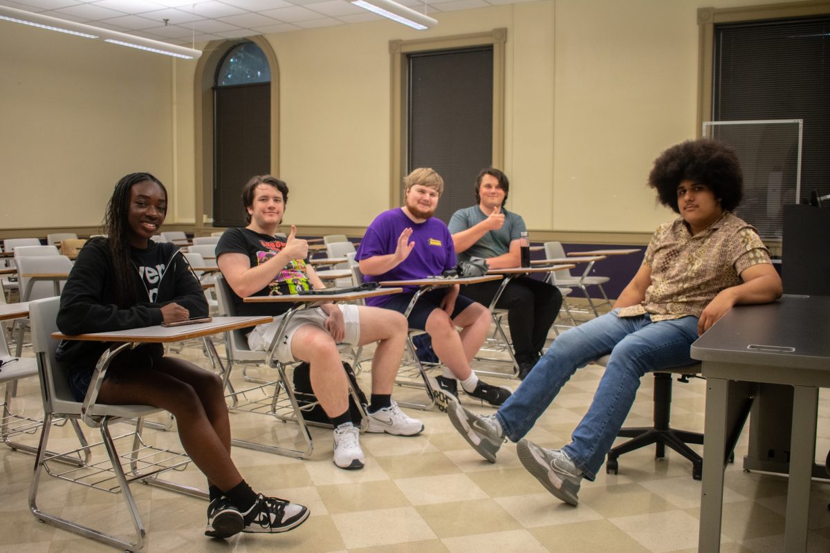 The Cinema Club gathers for their meeting on Tuesday, Sept. 9, 2025, in Coates 214 in Baton Rouge, La.