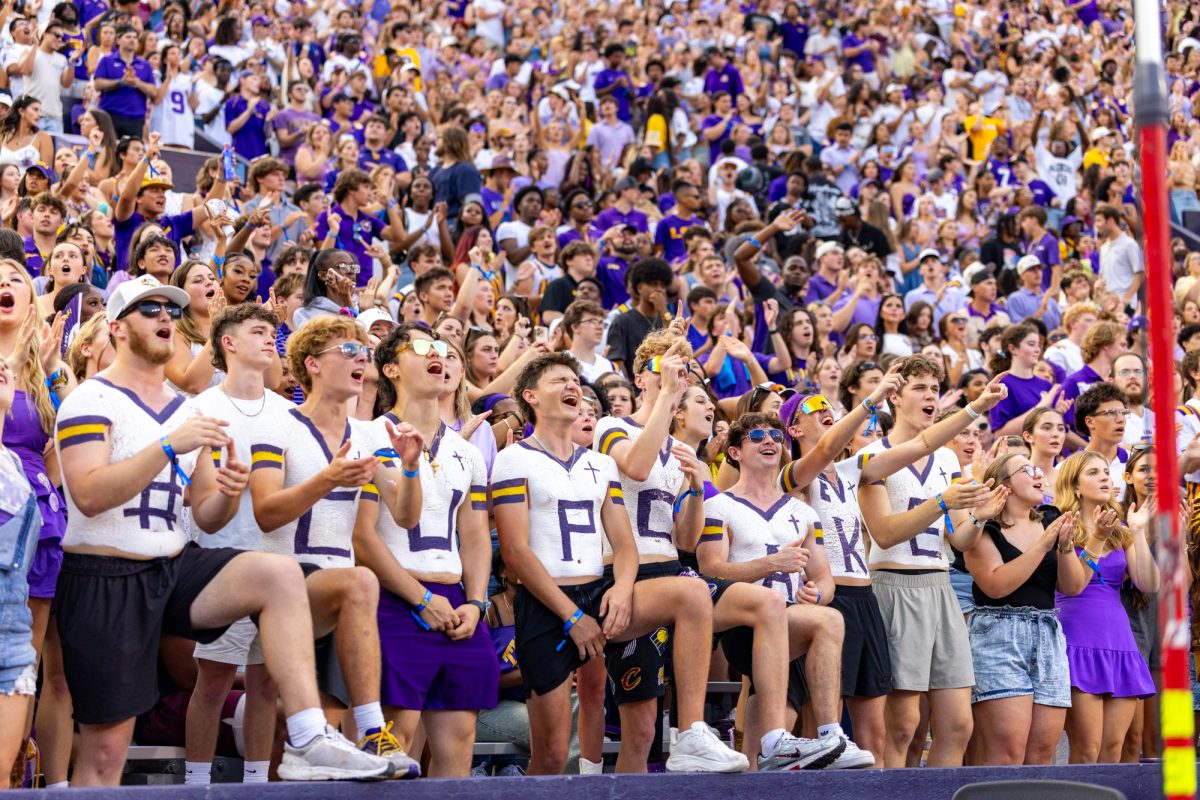 The Painted Posse sings “Calling Baton Rouge” during pregame festivities Saturday, Sept. 20, 2025, before LSU’s  56-10 win over Southeastern Louisiana at Tiger Stadium in Baton Rouge, La.