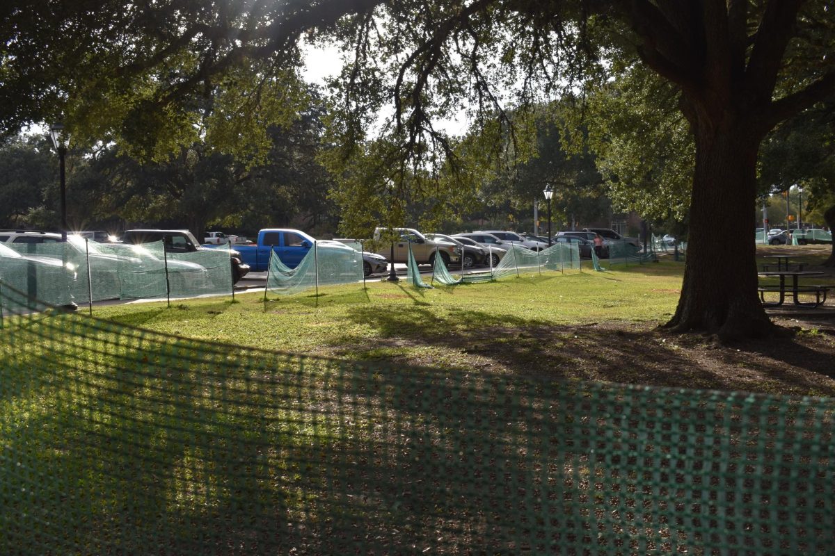 Unity Field sits partially barricaded on LSU's campus on Oct. 21.