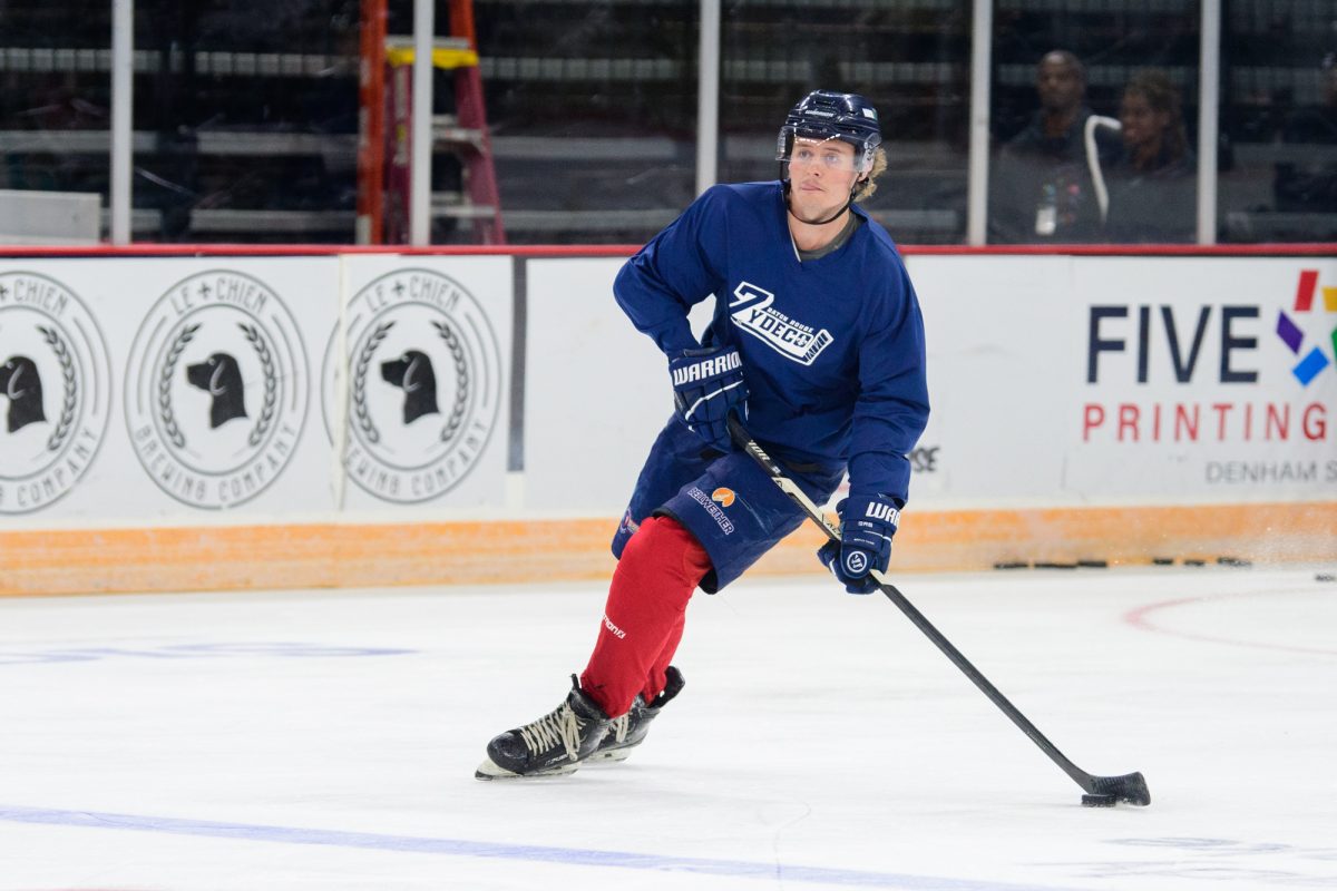 Baton Rouge Zydeco defenseman Kim Miettinen (47) skates with the puck during an Open Practice Thursday, Oct. 30, 2025, at the Raising Cane's River Center in Baton Rouge, La.