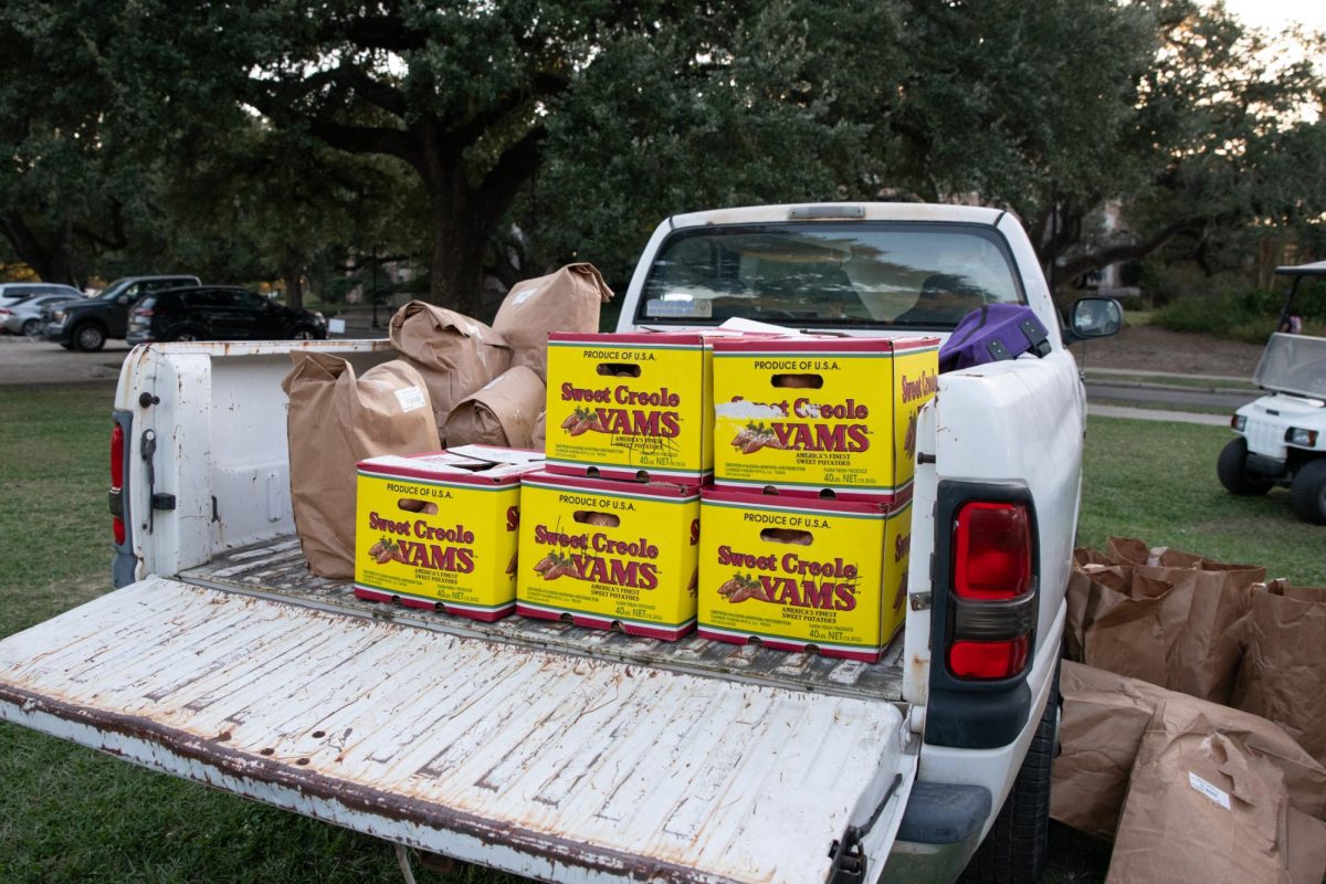 The LSU Biological Engineering Student Organization sell potatoes and rice on Tuesday, Nov. 18, 2025, on LSU’s campus in Baton Rouge, La.
