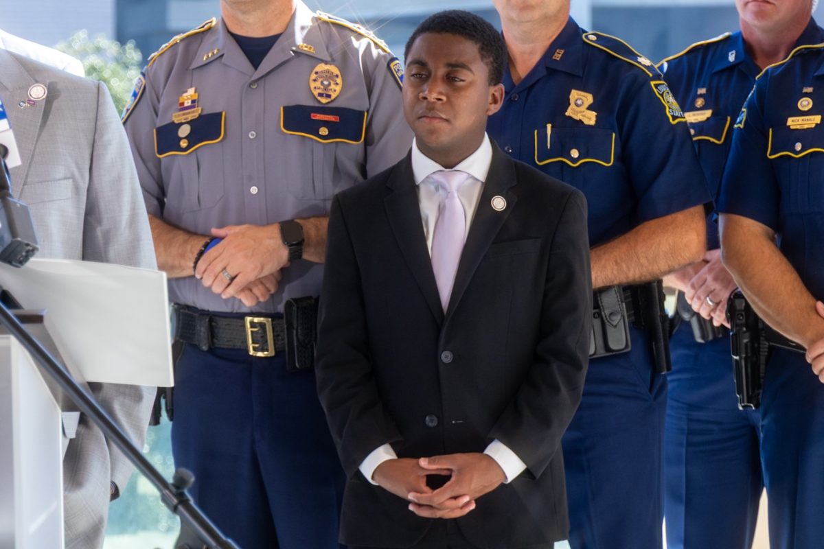 LSU student body president Lavar Henderson stands Thursday, Oct. 16, 2025, at the LSU Foundation in Baton Rouge, La.