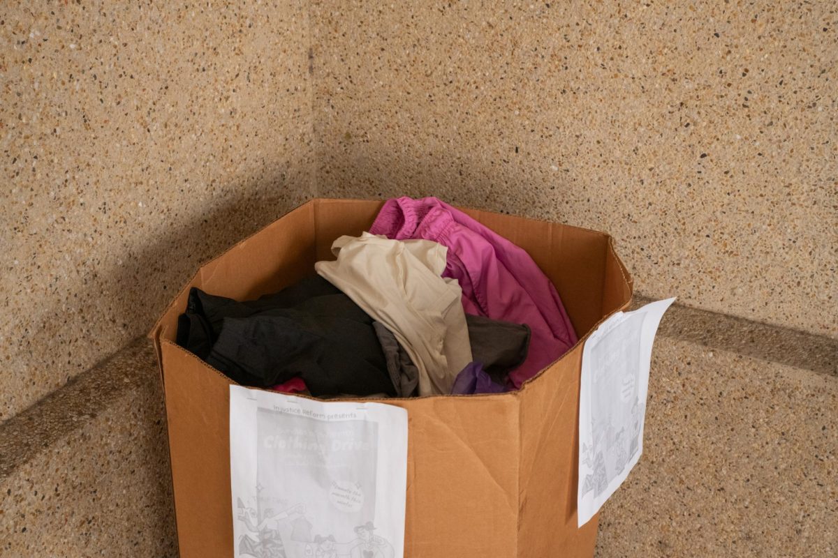 LSU Injustice Reform collects donations for a clothing drive in front of Coates Hall on Thursday, Jan. 29, 2026, on LSU’s campus in Baton Rouge, La.