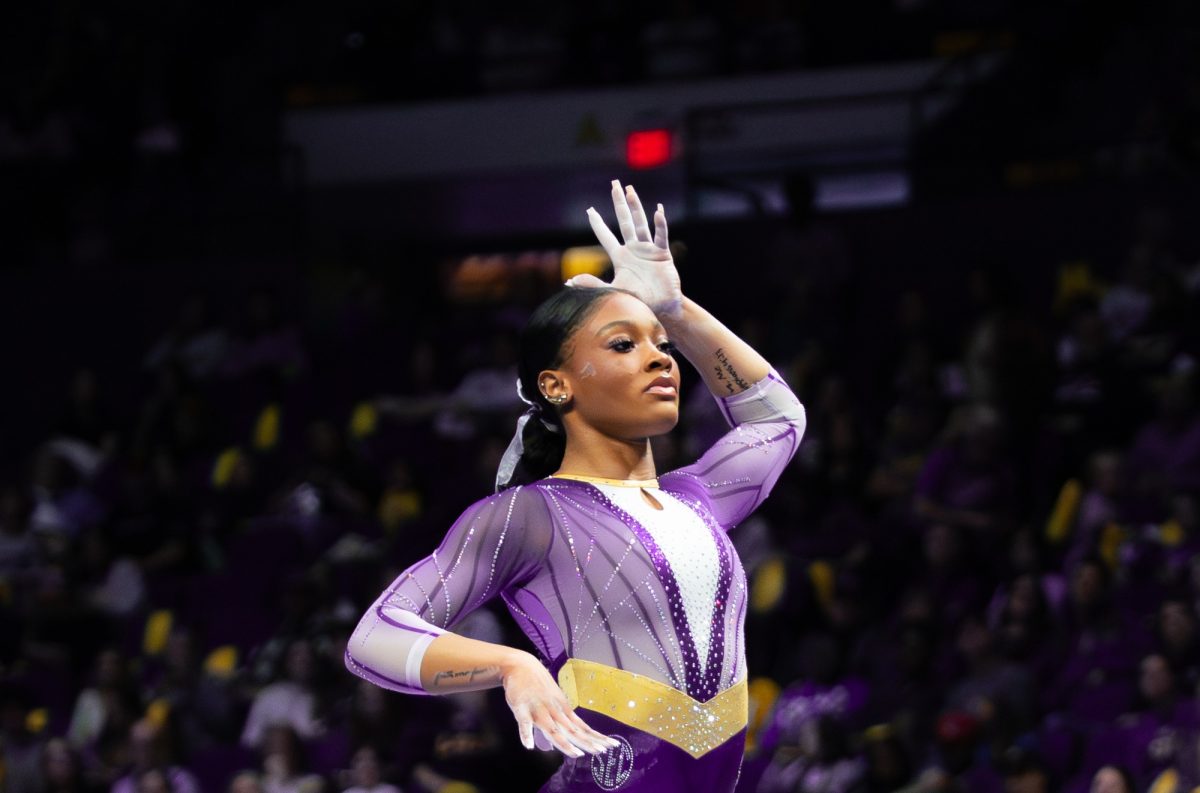 LSU gymnastics all-around sophomore Kaliya Lincoln performs her beam routine during LSU's 197.525 - 196.125 win over Penn State Feb. 6, 2026, at the Pete Maravich Assembly Center in Baton Rouge, La