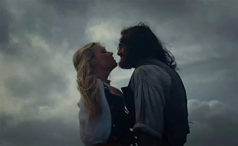 Margot Robbie as Catherine and Jacob Elordi as Heathcliff in "Wuthering Heights." (Courtesy of Warner Bros. Pictures).