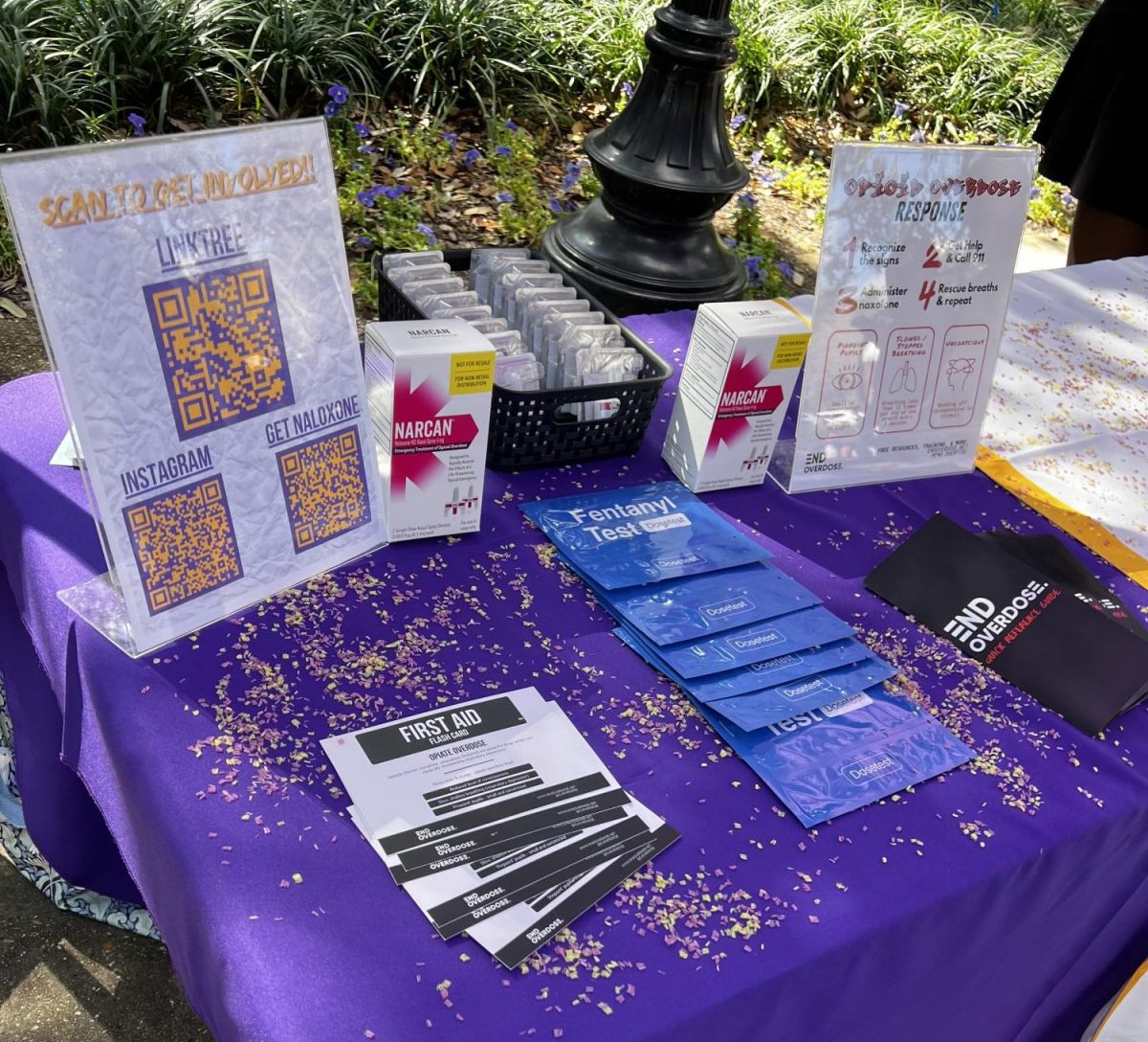 End Overdose LSU tabling in Free Speech Alley in Baton Rouge, La. Courtesy of Melina Vicente. 