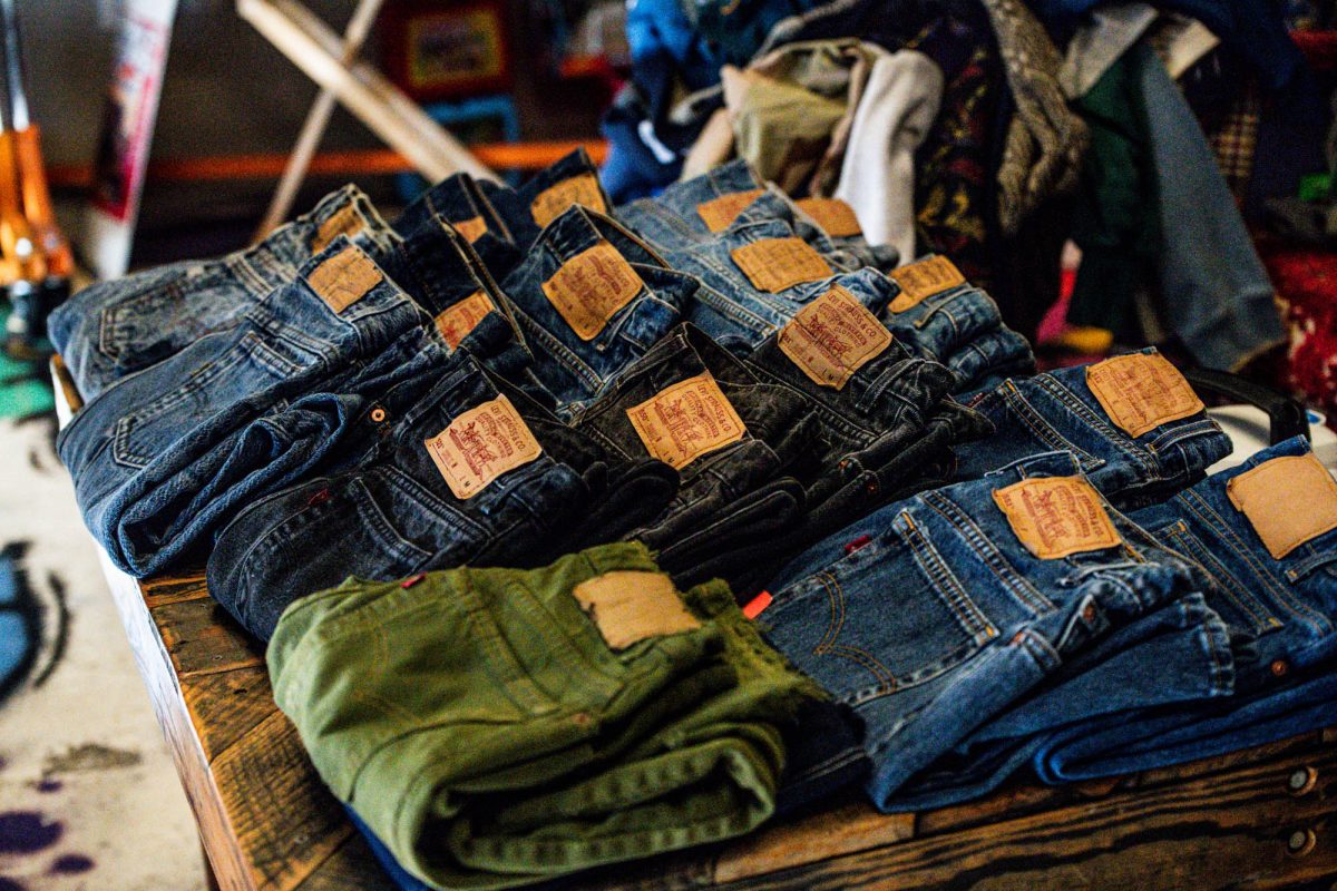 Collection of jeans on display in Remember That's Vintage on Saturday, Feb. 7, 2026, on Jefferson Highway in Baton Rouge, La.