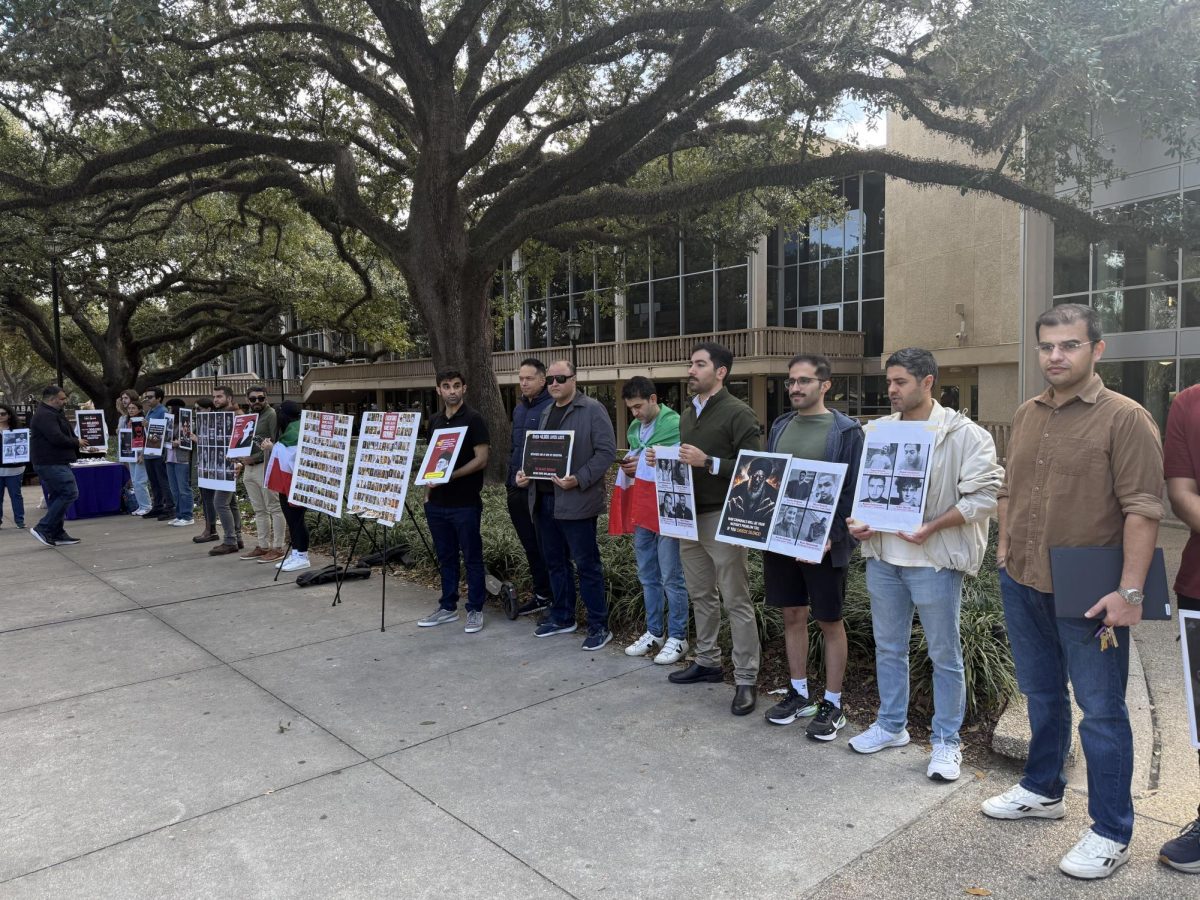 LSU students and faculty advocate for an ouster of Iranian regime in Free Speech Alley on Feb. 9, 2026. 