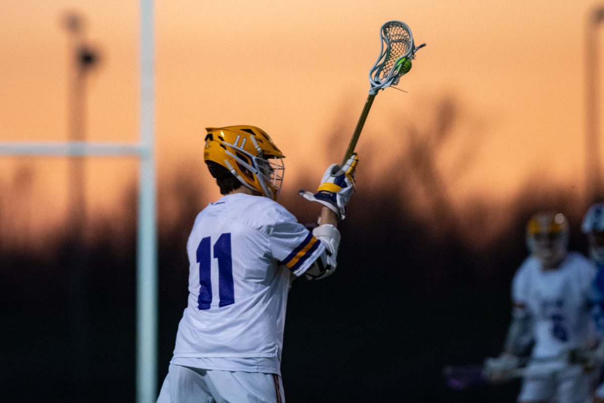 LSU men's lacrosse senior attack Andrew Romito (11) passes the ball Friday, Feb. 6, 2026, during their 6-7 loss against SMU at the UREC Field Complex in Baton Rouge, La.