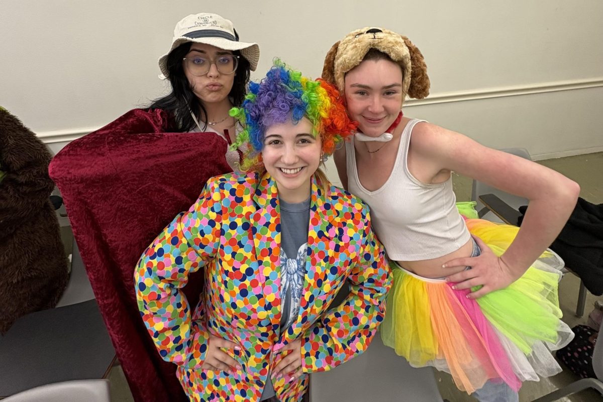Students in clown costumes for Henry Goldkamp's honors course "Class Clown: The Art of Being an Idiot." (Courtesy of Morgan Shouse).