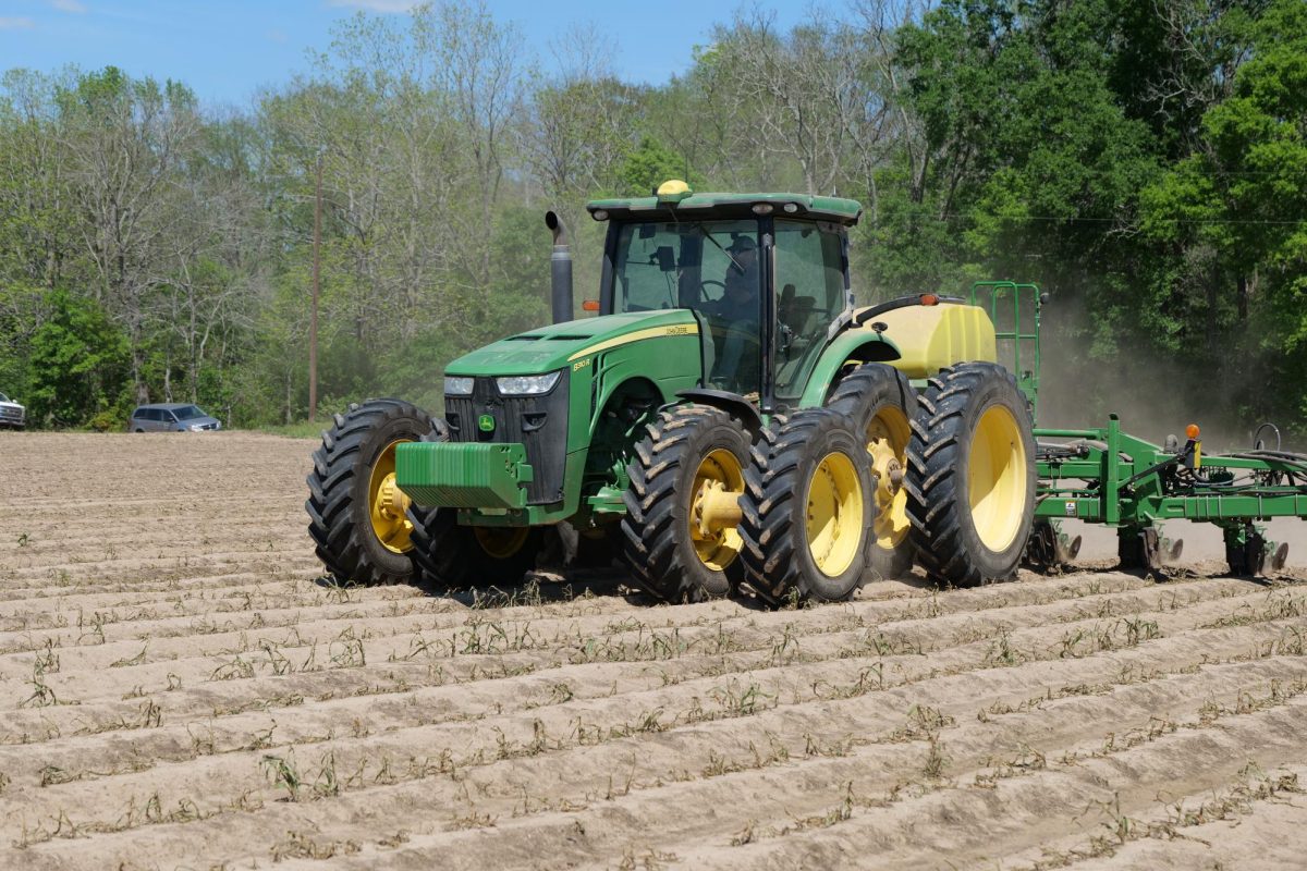 A southern Catahoula Parish farmer plants soybeans in a field that was previously corn before the freeze ruined the crops. Courtesy of Craig Gautreaux.