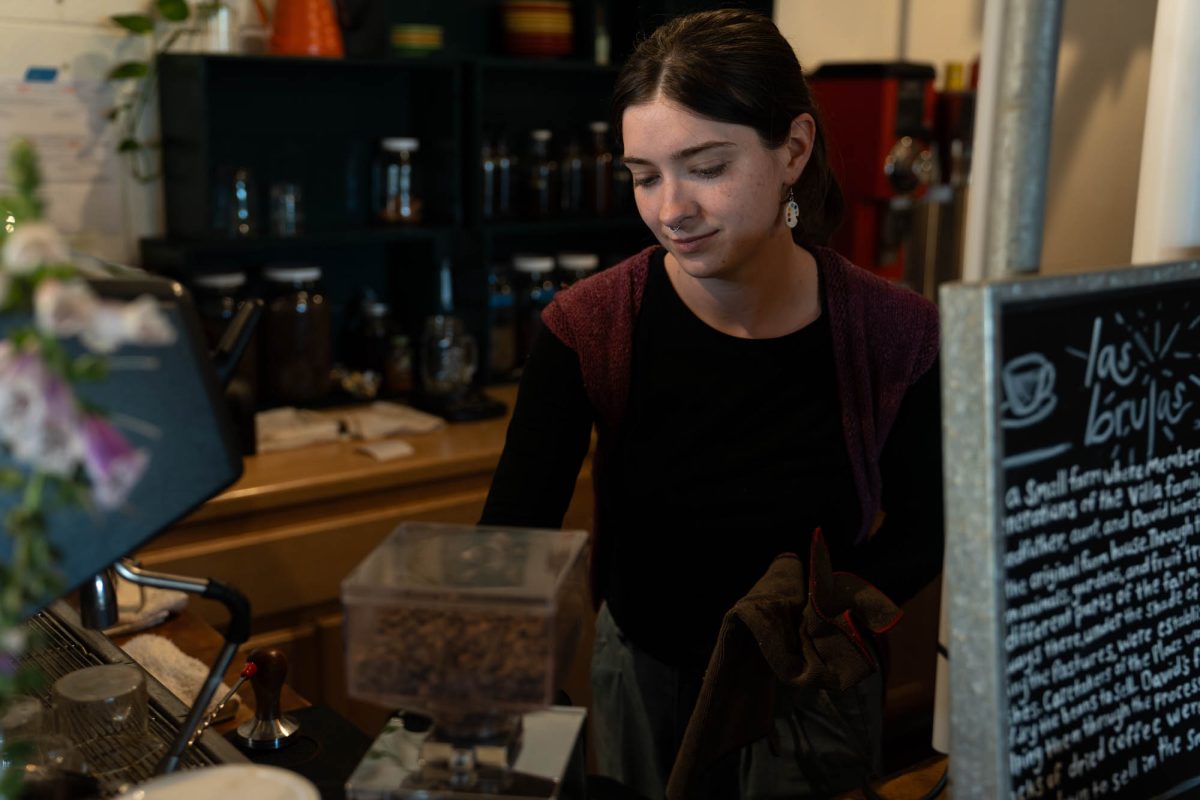 Las Brujas worker Laney Mccrary prepares a latte Tuesday, April 7, 2026, at Las Brujas on Government Street in Baton Rouge, La.