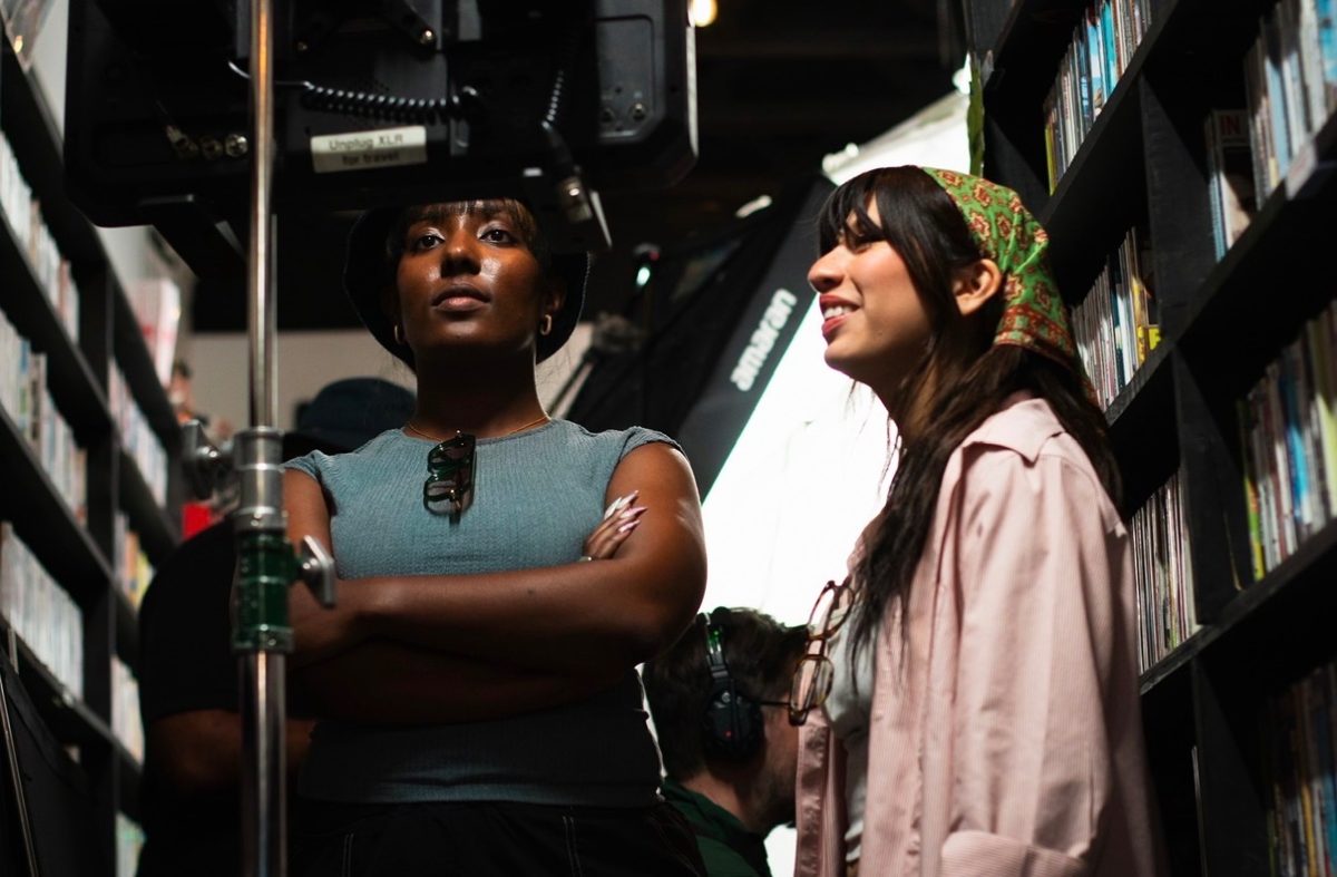 Carly LeDay (left) behind the scenes on a film set. (Courtesy of Carly LeDay).